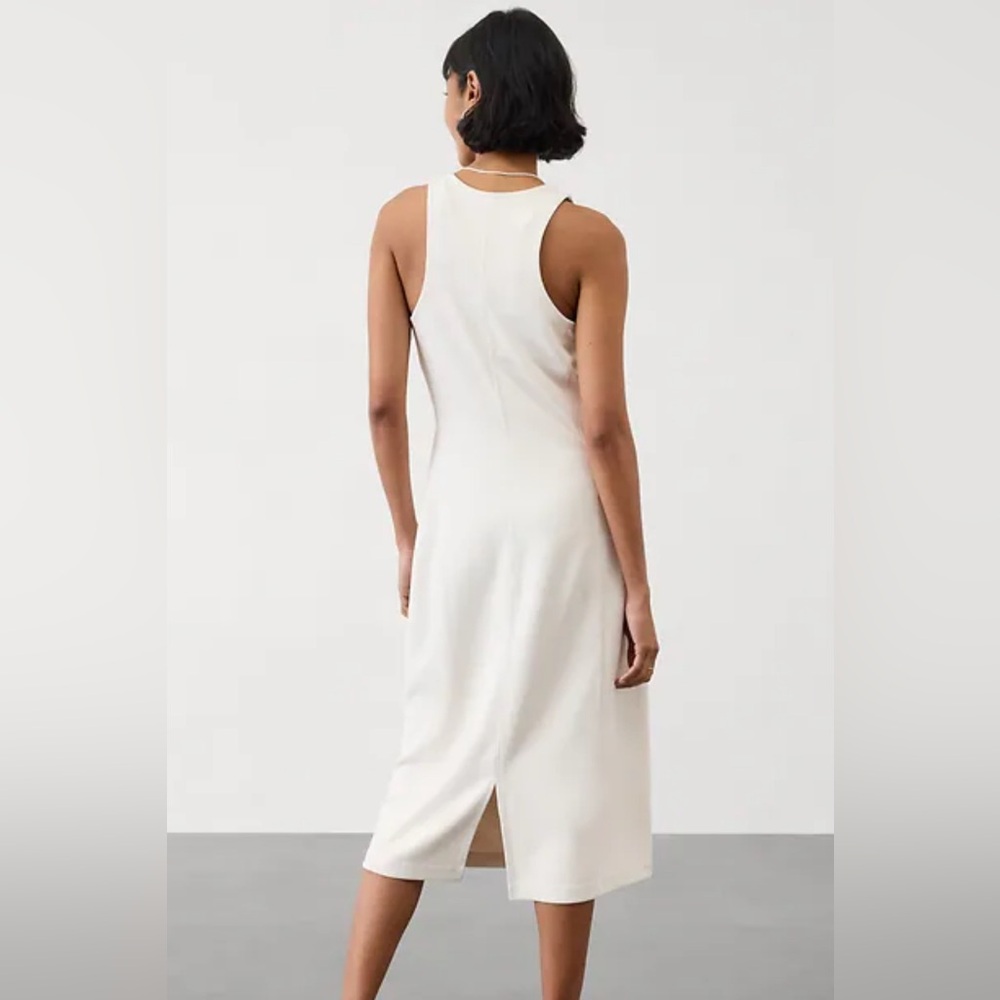 ATHLETA SEASOFT RIB MIDI TANK DRESS IN BONE - NWT